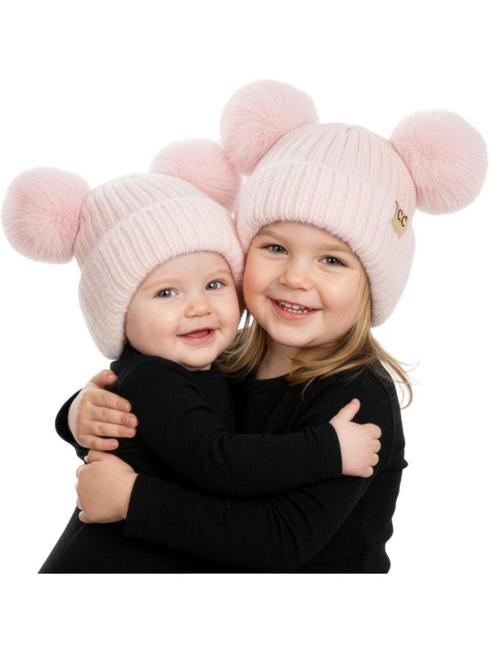 Adorable Matching Infant & Toddler Pom Beanies β Cozy Winter Knit Hats for Kids